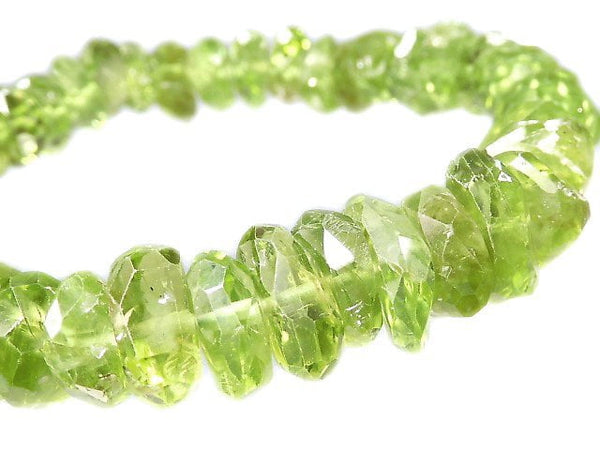 [Video][One of a kind] High Quality Peridot AAA- Faceted Nugget Bracelet NO.30