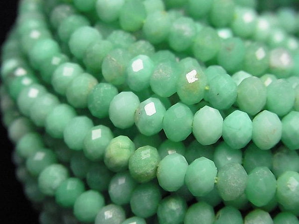 [Video]High Quality! Chrysoprase AA++ Faceted Button Roundel 4x4x3mm half or 1strand beads (aprx.15inch/37cm)