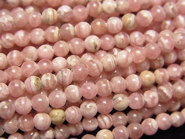 [Video] Argentina Rhodochrosite AA Round 3.5mm 1strand beads (aprx.15inch/36cm)