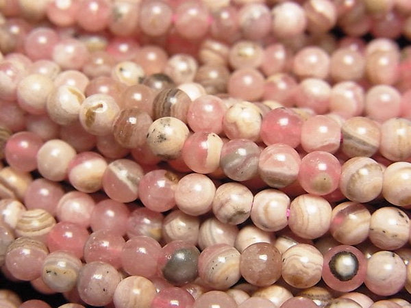 [Video] Argentina Rhodochrosite AA Round 4mm 1strand beads (aprx.15inch/37cm)