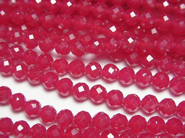 [Video] High Quality! Synthetic Ruby AAA Faceted Round 4mm 1strand beads (aprx.15inch/37cm)