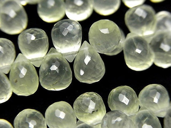 [Video]High Quality Prehnite AAA- Drop Faceted Briolette half or 1strand beads (aprx.7inch/18cm)