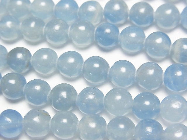[Video] Natural Blue Calcite AA++ Round 6mm half or 1strand beads (aprx.15inch/38cm)