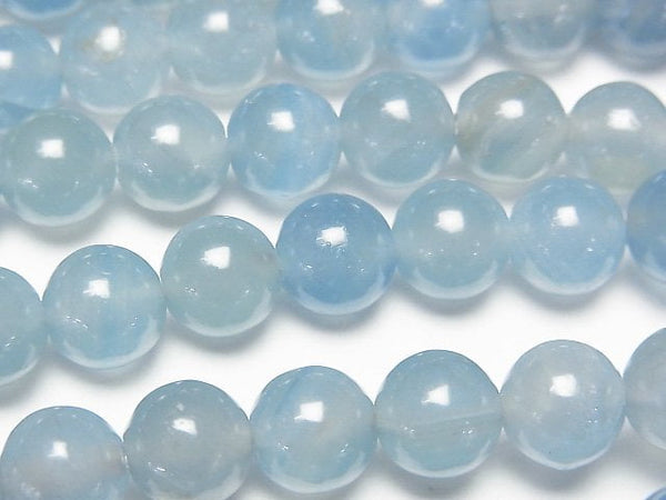 [Video] Natural Blue Calcite AA++ Round 8mm half or 1strand beads (aprx.15inch/38cm)