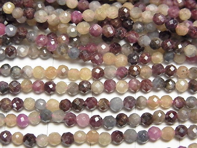 [Video] High Quality! Multi color Sapphire AA Faceted Round 3mm 1strand beads (aprx.15inch/37cm)