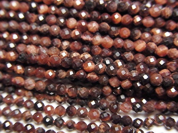 [Video] High Quality! Red Tiger's Eye AAA- Faceted Round 2mm 1strand beads (aprx.15inch/38cm)