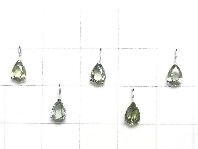 [Video] [Japan] High Quality Green Sapphire AAA Pear shape Faceted 6x4mm Pendant [K10 White Gold] 1pc