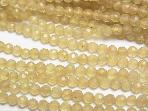 [Video]High Quality! Yellow Apatite AA Faceted Round 3mm 1strand beads (aprx.15inch/37cm)