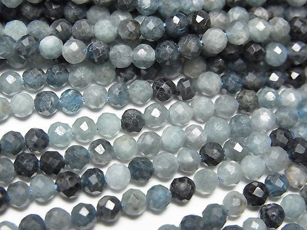 [Video] High Quality! Indigo Light Tourmaline AA Faceted Round 3.5mm 1strand beads (aprx.15inch/37cm)