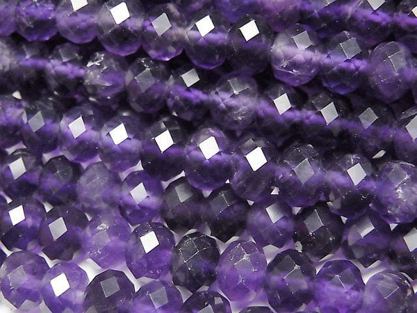 [Video]High Quality! Amethyst AA++ Faceted Button Roundel 7x7x5mm 1strand beads (aprx.15inch/37cm)