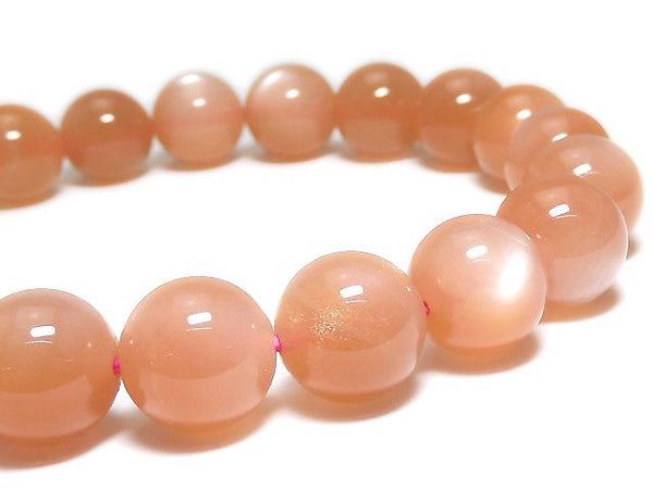 [Video][One of a kind] Orange Moonstone AAA Round 9.5mm Bracelet NO.6