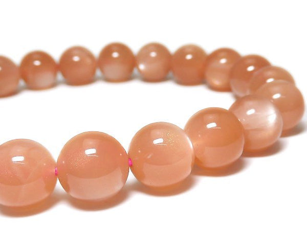[Video][One of a kind] Orange Moonstone AAA Round 8.5mm Bracelet NO.11