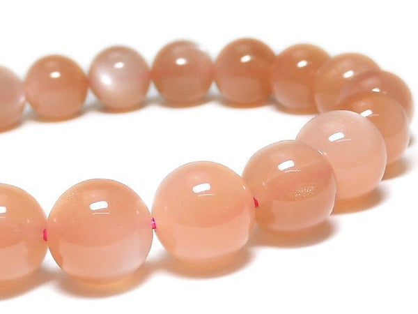 [Video][One of a kind] Orange Moonstone AAA Round 9.5mm Bracelet NO.12