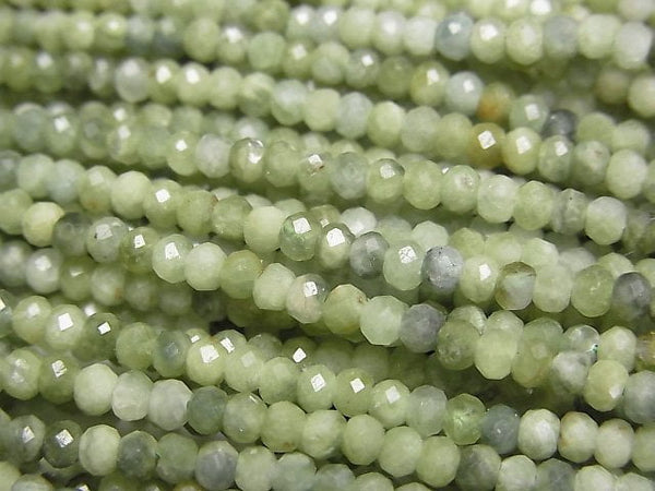 [Video]High Quality! Green Tourmaline AA Faceted Button Roundel 3x3x2mm 1strand beads (aprx.15inch/37cm)