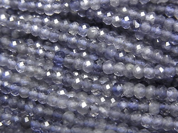 [Video]High Quality! Iolite AA++ Faceted Button Roundel 3x3x2mm 1strand beads (aprx.15inch/37cm)