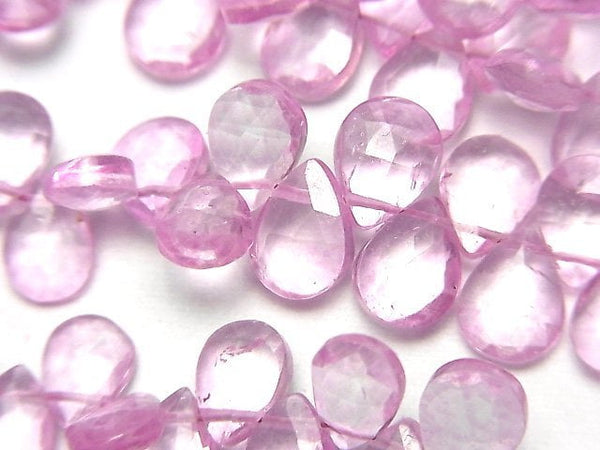 [Video]High Quality Pink Topaz AA++ Pear shape Faceted Briolette half or 1strand beads (aprx.5inch/12cm)