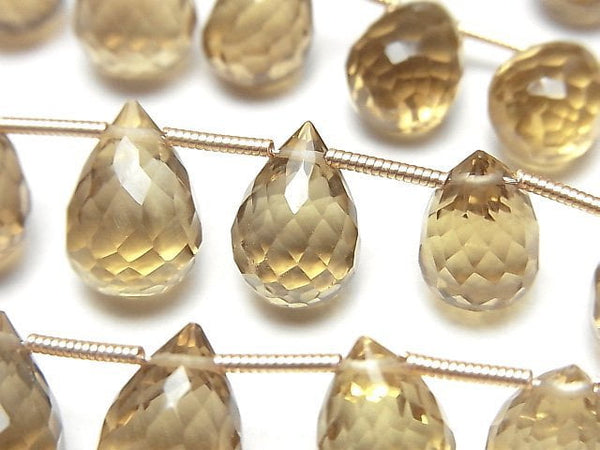 [Video]High Quality Beer Crystal Quartz AAA Drop Faceted Briolette half or 1strand (16pcs)