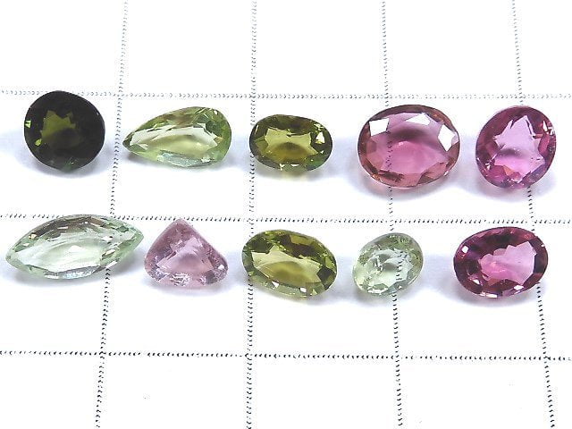 [Video][One of a kind] High Quality Multi color Tourmaline AAA Loose stone Faceted 10pcs set NO.3