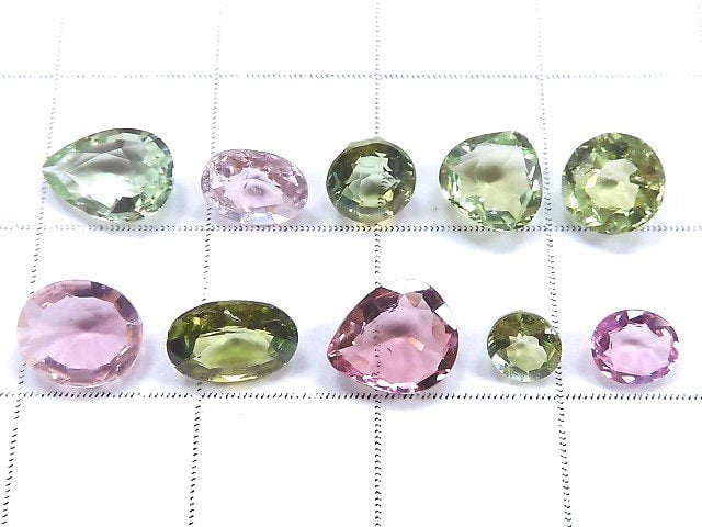 [Video][One of a kind] High Quality Multi color Tourmaline AAA Loose stone Faceted 10pcs set NO.9