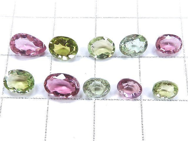 [Video][One of a kind] High Quality Multi color Tourmaline AAA Loose stone Faceted 10pcs set NO.10