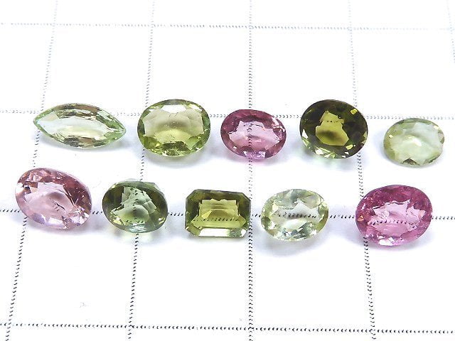 [Video][One of a kind] High Quality Multi color Tourmaline AAA Loose stone Faceted 10pcs set NO.11