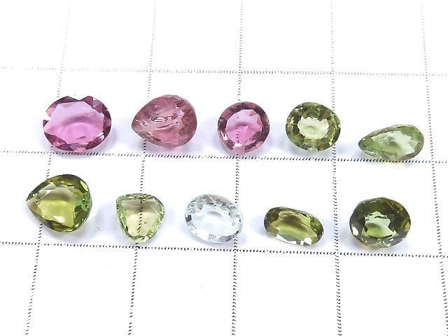 [Video][One of a kind] High Quality Multi color Tourmaline AAA Loose stone Faceted 10pcs set NO.14
