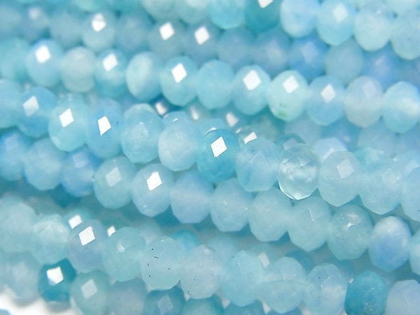 [Video] High Quality! Amazonite Silica AA+ Faceted Button Roundel 5x5x4mm 1strand beads (aprx.15inch/37cm)