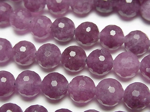 [Video]Purple color Jade 128Faceted Round 8mm 1strand beads (aprx.15inch/37cm)