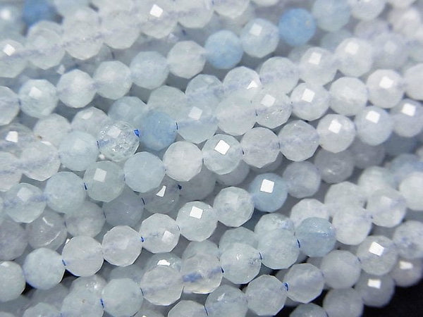 [Video]High Quality! Aquamarine AA Faceted Round 3.5mm 1strand beads (aprx.15inch/37cm)