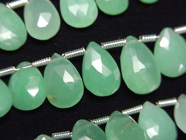 [Video]Chrysoprase AA++ Pear shape Faceted Briolette 1strand beads (aprx.7inch/18cm)