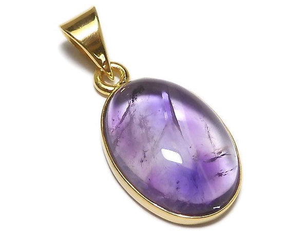 [Video][One of a kind] High Quality Bi-color Amethyst AAA- Pendant 18KGP NO.21