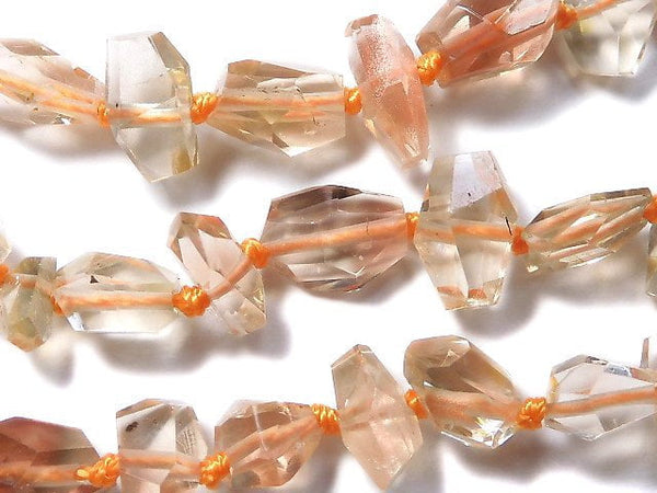 [Video][One of a kind] High Quality Oregon Sunstone AAA Faceted Nugget 1strand beads (aprx.16inch/40cm) NO.12