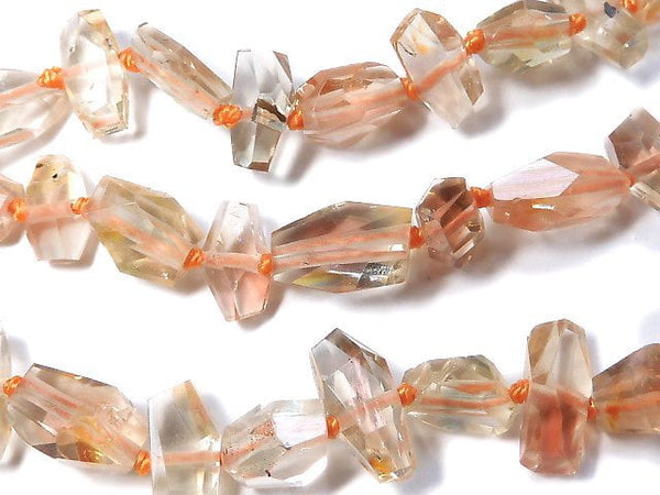 [Video][One of a kind] High Quality Oregon Sunstone AAA Faceted Nugget 1strand beads (aprx.16inch/40cm) NO.15
