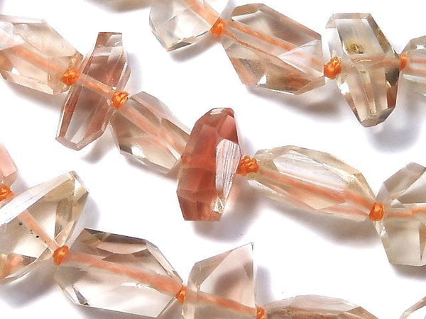 [Video][One of a kind] High Quality Oregon Sunstone AAA Faceted Nugget 1strand beads (aprx.16inch/40cm) NO.19