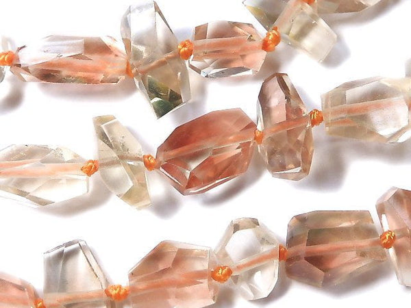 [Video][One of a kind] High Quality Oregon Sunstone AAA Faceted Nugget 1strand beads (aprx.17inch/41cm) NO.20