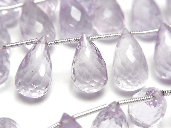 [Video]High Quality Pink Amethyst AAA- Drop Faceted Briolette 1strand (17pcs)