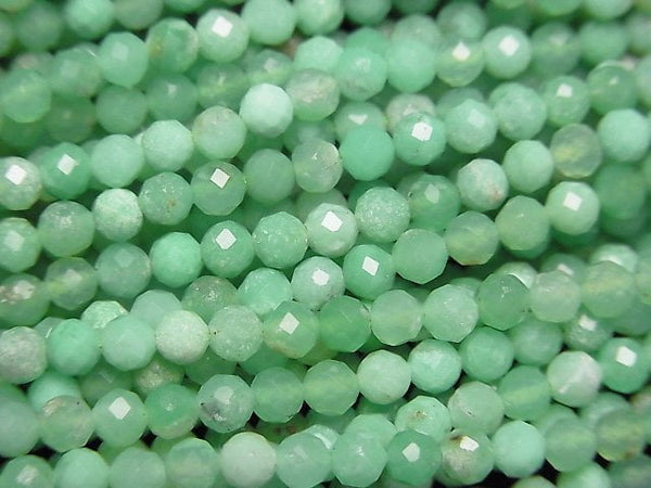 [Video]High Quality! Chrysoprase AA Faceted Round 3mm 1strand beads (aprx.15inch/37cm)