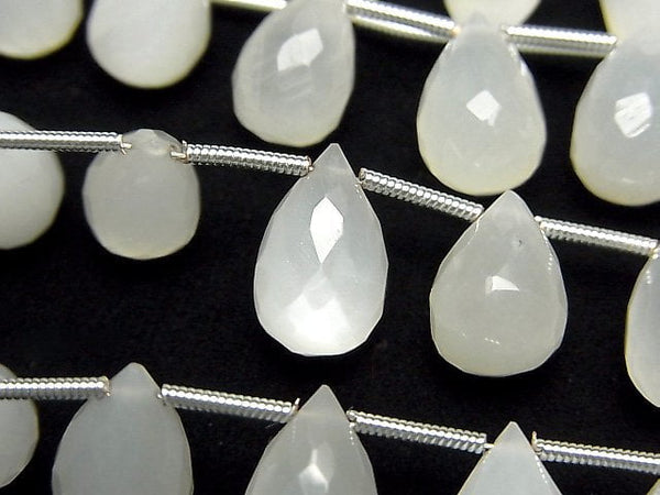 [Video] High Quality White Moonstone AAA- Drop Faceted Briolette half or 1strand (16pcs)