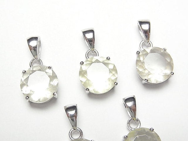 [Video]Libyan Desert Glass Round Faceted Pendant 10x10mm Silver925 1pc