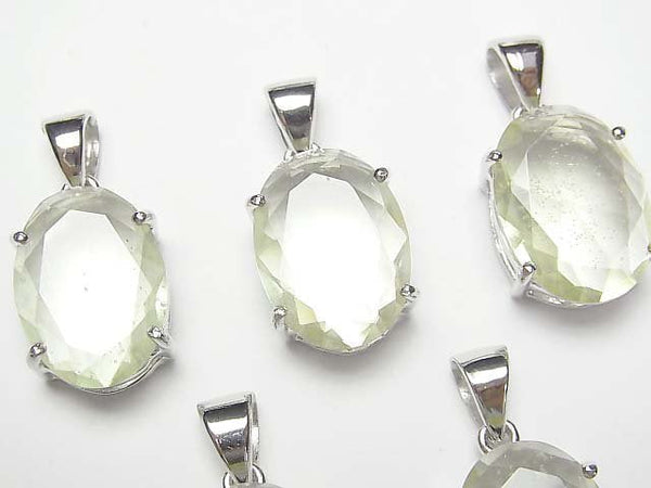 [Video]Libyan Desert Glass Oval Faceted Pendant 18x13mm Silver925 1pc