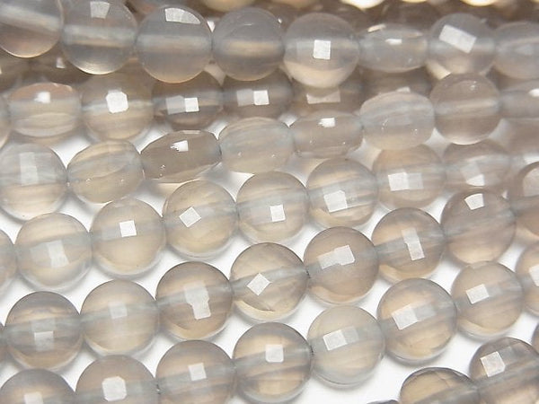 High Quality! Gray Onyx AAA Faceted Coin 6x6x4mm 1strand beads (aprx.15inch/37cm)