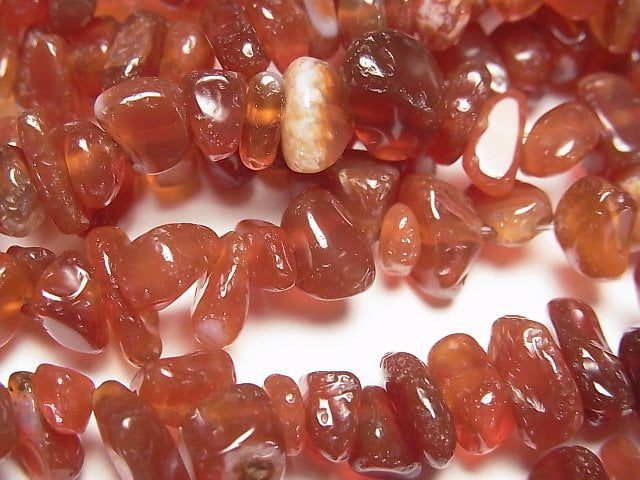 [Video] Red Agate Chips (Small Nugget) 1strand beads (aprx.30inch/76cm)