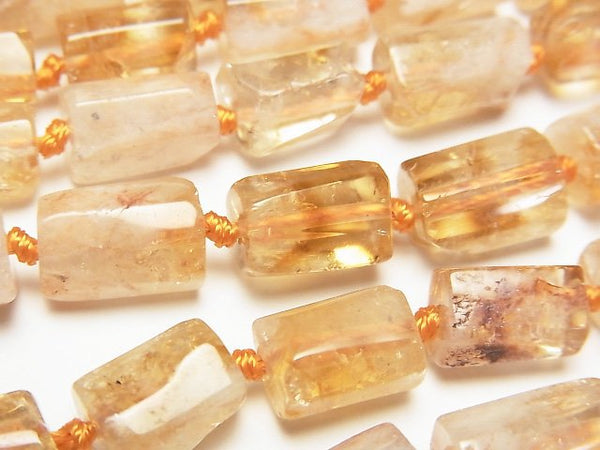 [Video] Phantom Citrine AA Rough Tube -Faceted Nugget 1strand beads (aprx.15inch/38cm)
