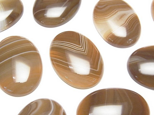 [Video] Brown Striped Agate AAA Oval Cabochon 30x22mm 2pcs