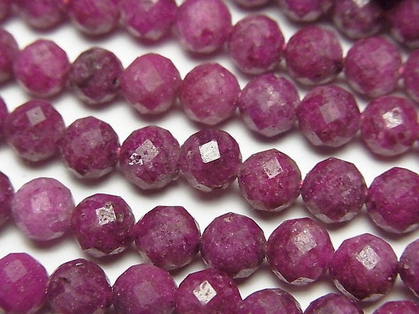 [Video] High Quality! Ruby AA 64Faceted Round 6mm half or 1strand beads (aprx.15inch/36cm)