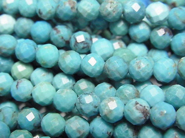 [Video]High Quality! Turquoise AA++ Faceted Round 5mm half or 1strand beads (aprx.15inch/37cm)