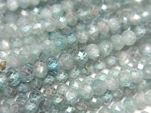 [Video] High Quality! Natural Blue Zircon AA++ Semi-Faceted Round 2.5-3mm half or 1strand beads (aprx.12inch/30cm)