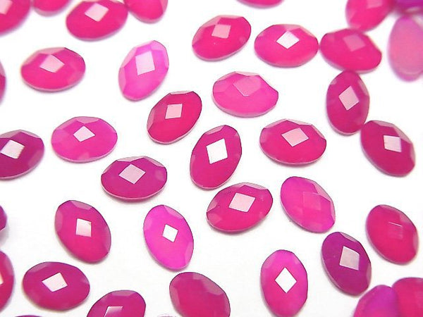 [Video] Fuchsia Pink Chalcedony AAA- Oval Faceted Cabochon 6x4mm 10pcs