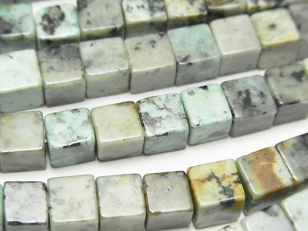 [Video]African Turquoise Cube 6x6x6mm 1strand beads (aprx.15inch/38cm)
