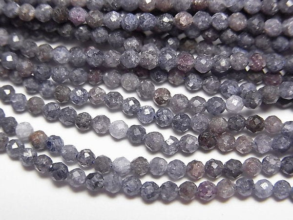[Video] High Quality! Madagascar Sapphire AA+ Faceted Round 2mm 1strand beads (aprx.15inch/37cm)